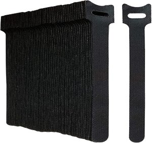 LYCCS 50 Fascette fermacavi in ​​Nylon, Fascette fermacavi Regolabili, Cinghie for la Gestione dei Cavi, Fascette fermacavi con Gancio e Passante, riutilizzabili(Black,12x150mm