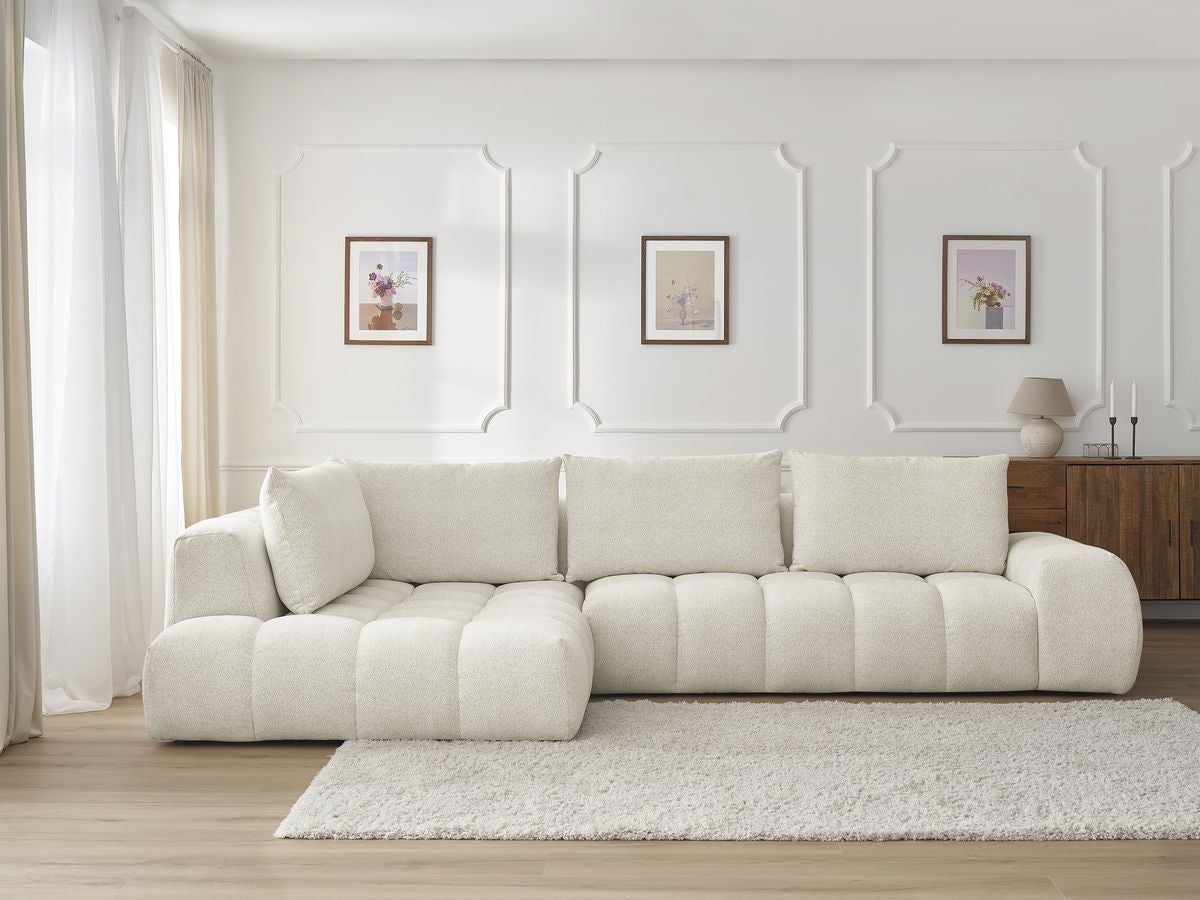 BOBOCHIC Canapé d'angle fixe EVEREST tissu chiné Blanc Angle gauche - 4