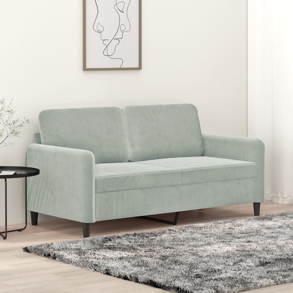Canapé droit vidaXL Canapé à 2 places Tissu Gris clair