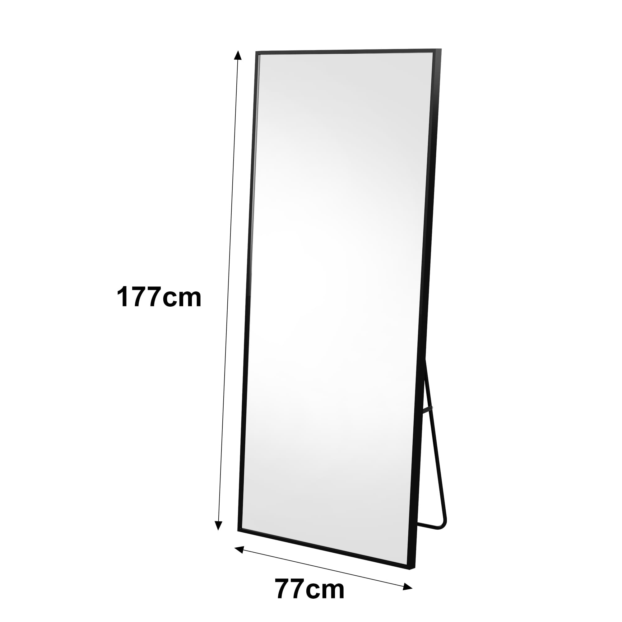 Specchio quadrato a figura intera 177*77 cm (nero, cornice in alluminio): può essere montato a parete o inclinato - 3