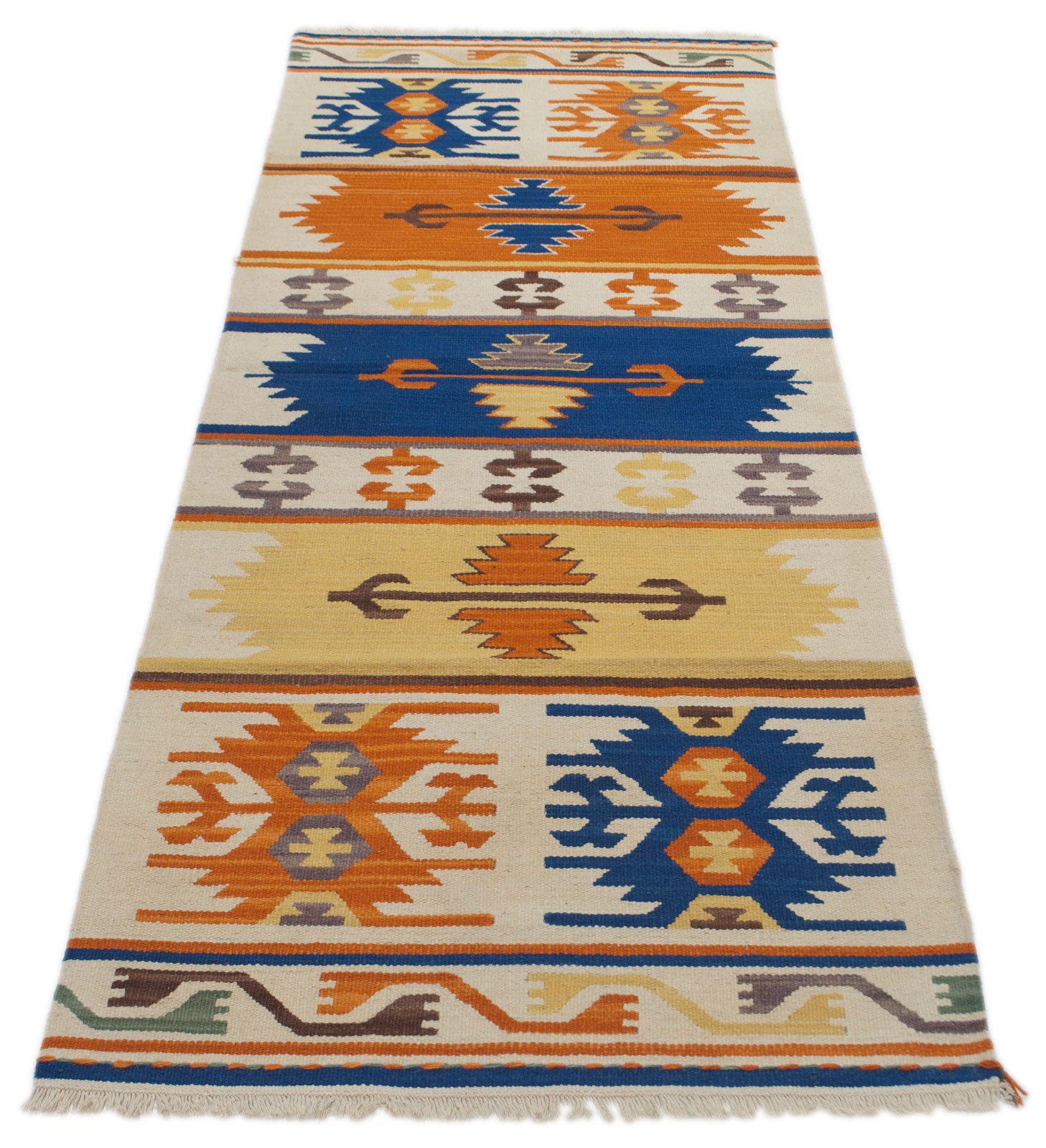 Oryginalny, nowoczesny indyjski kilim 198x69 cm