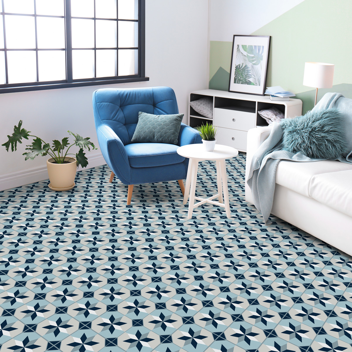 Vinilo baldosas suelo zinio antideslizante - 60x100 cm - adhesivo de pared - revestimiento sticker mural decorativo