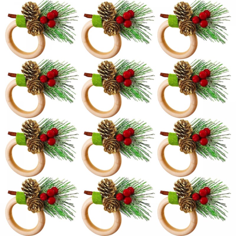 12 lipca serverttringar hållare Tallkottar Julstjärna Pumpa trä