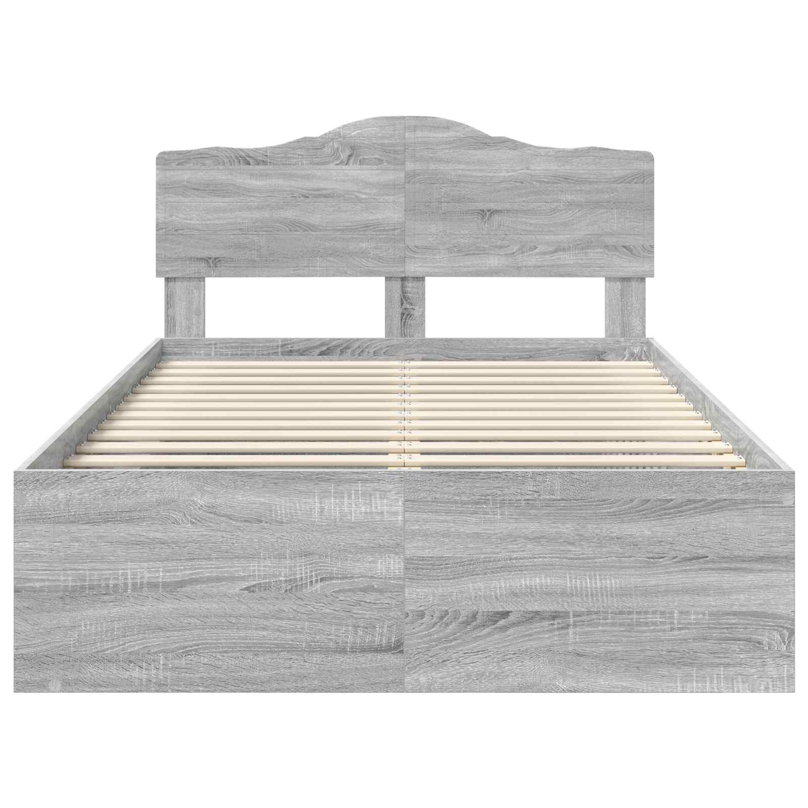 Cadre de lit en bois de pin massif gris pour la chambre, 120 × 190 cm - 7
