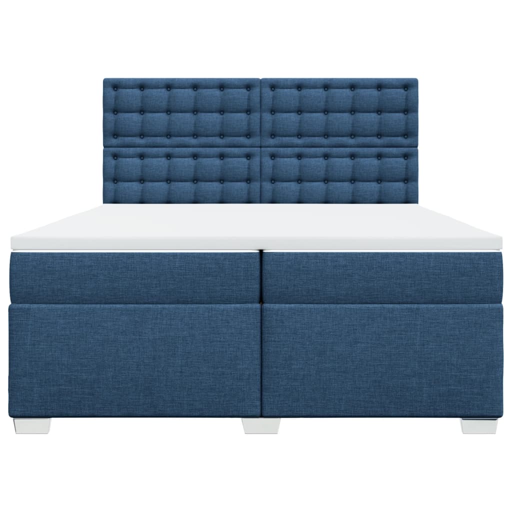 Sommier à lattes de lit avec matelas Bleu 200x200 cm Tissu - 6