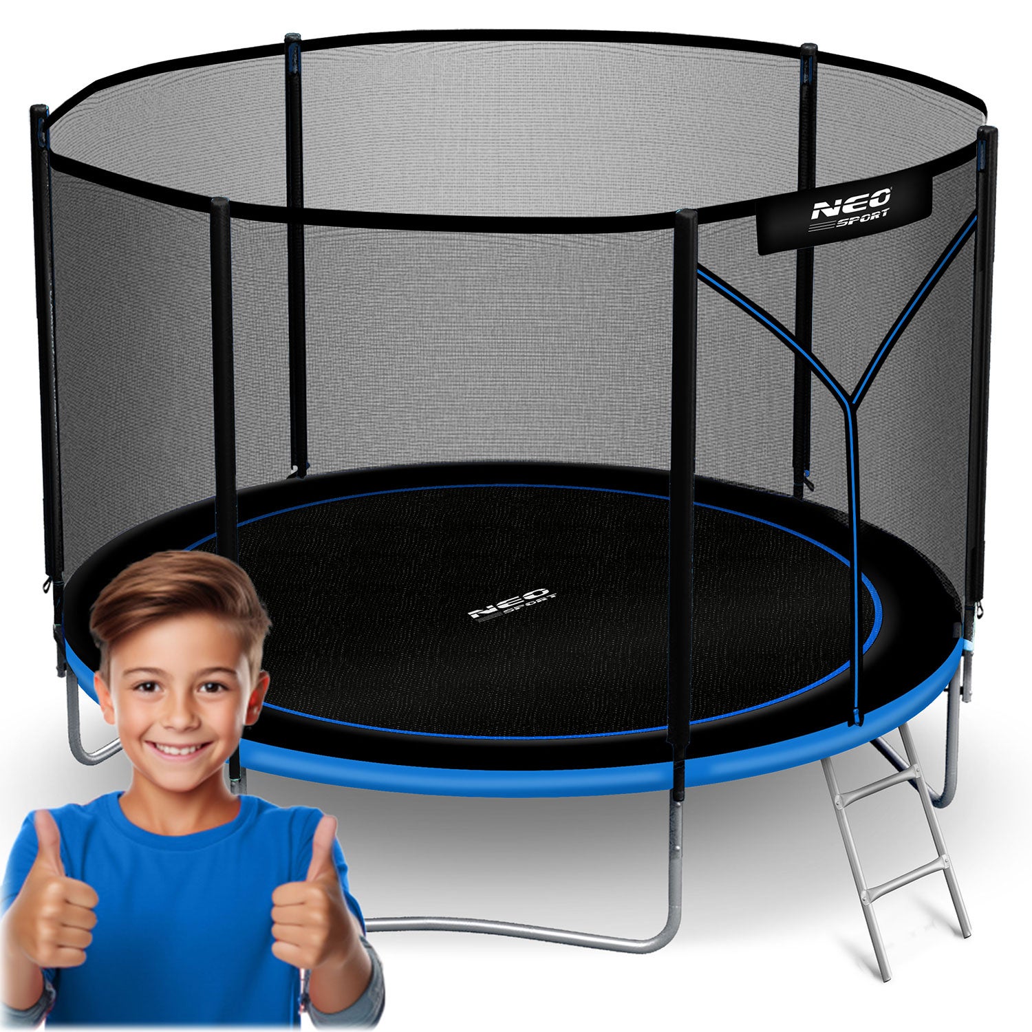 Trampolina ogrodowa dla dzieci 183cm 6ft drabinka siatka Neo-Sport