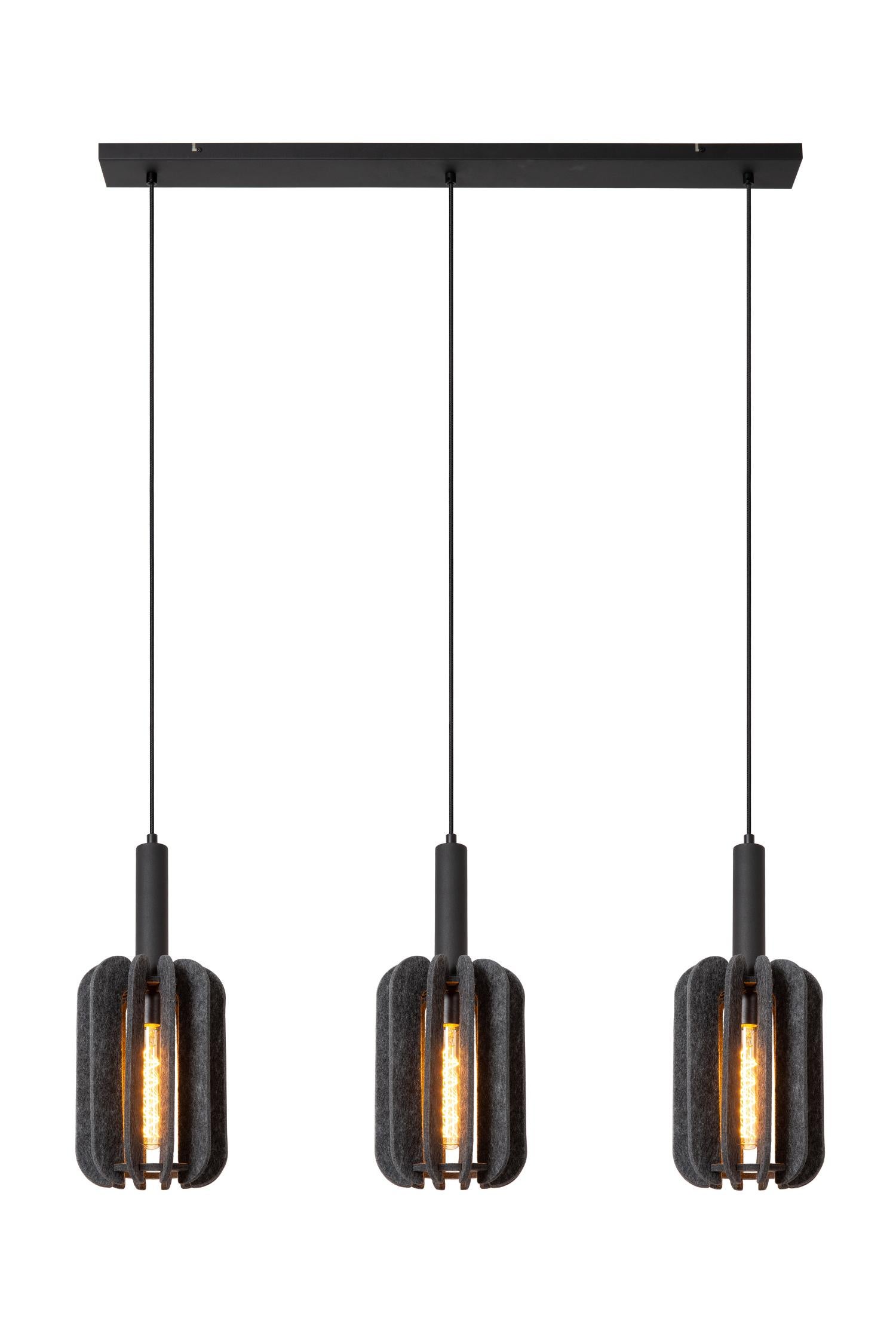 Lampa wisząca RAFAL szaro-odcienie szarości-czarna 3xE27x40W filc wym:183x98x20cm IP20 Lucide