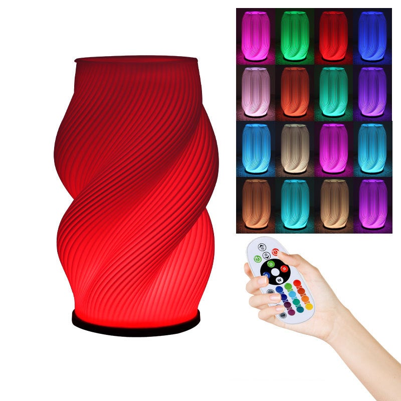 Lampa wazonowa z nadrukiem 3D, lampa stołowa z 16-kolorowym ściemniaczem RGB, port USB, do aranżacji kwiatowych i dekoracji wnętrz