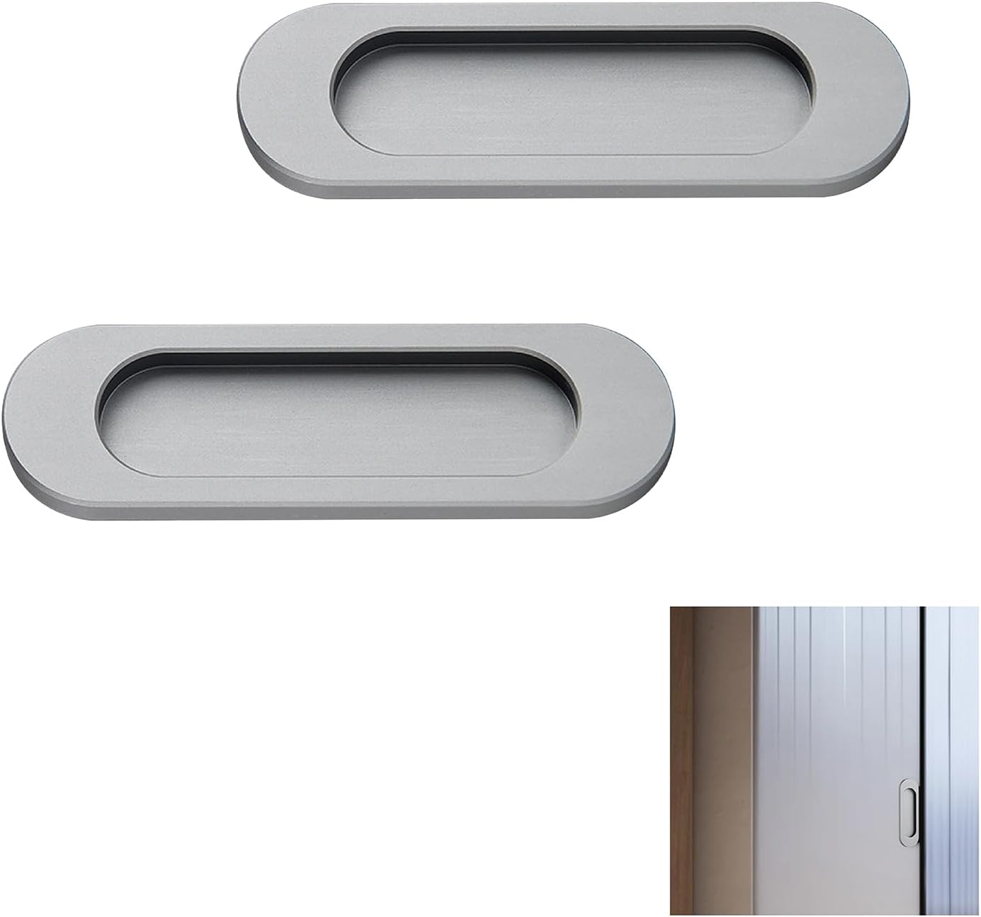 2 szt. klamek do drzwi przesuwnych, wpuszczanych uchwytów do szafek, prostokątnych samoprzylepnych aluminiowych uchwytów do drzwi szafy