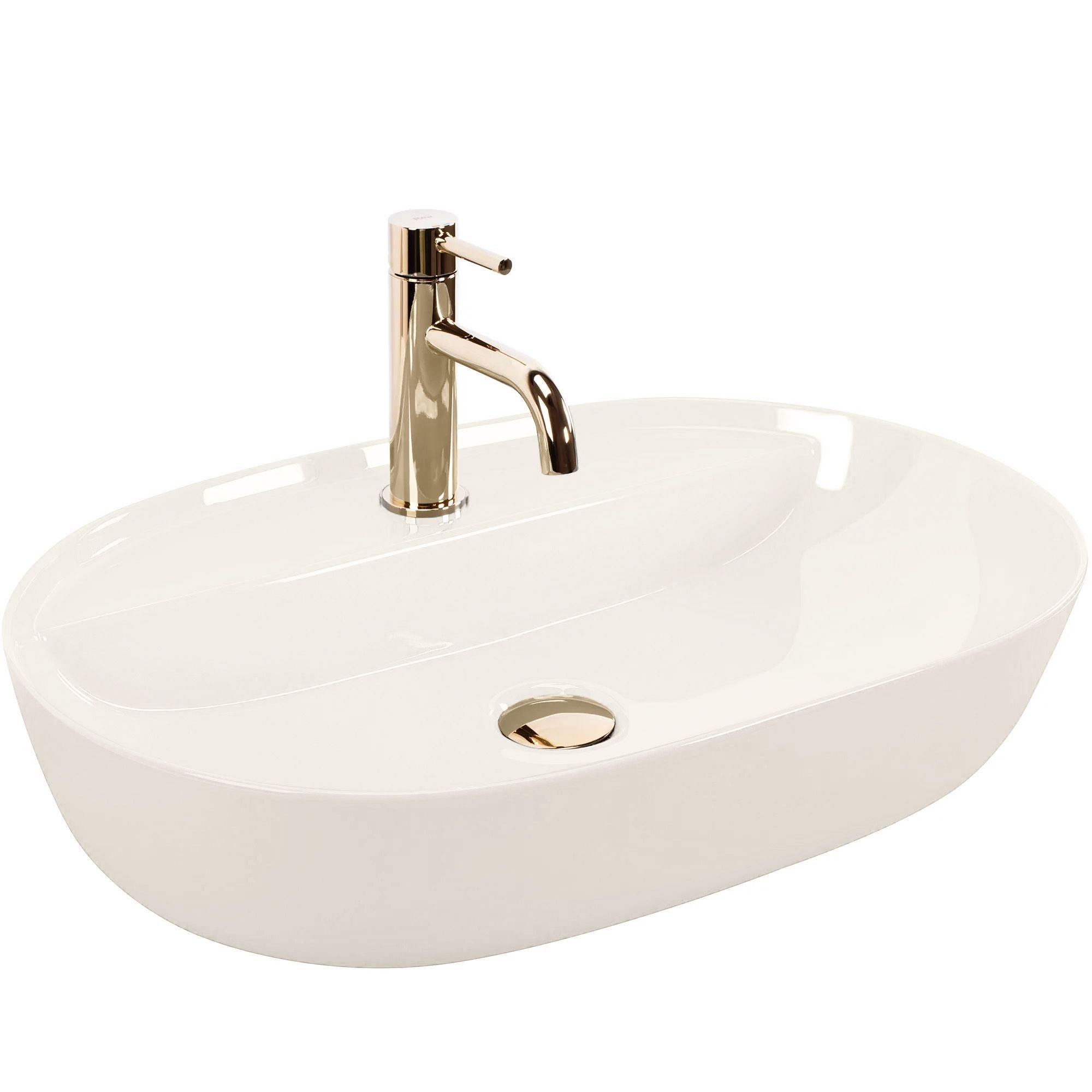 Umywalka Nablatowa Rea Aura 61 Ecru Shiny 61 X 41