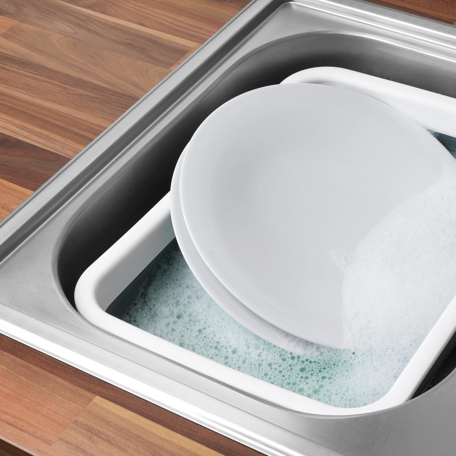 Bassine Pliable 6.2L, Grande Bassine Plastique Rétractable, Cuvette Portable pour Vaisselle/Linge/Camping, Design Rectangulaire Gain de Place, Gris - 4
