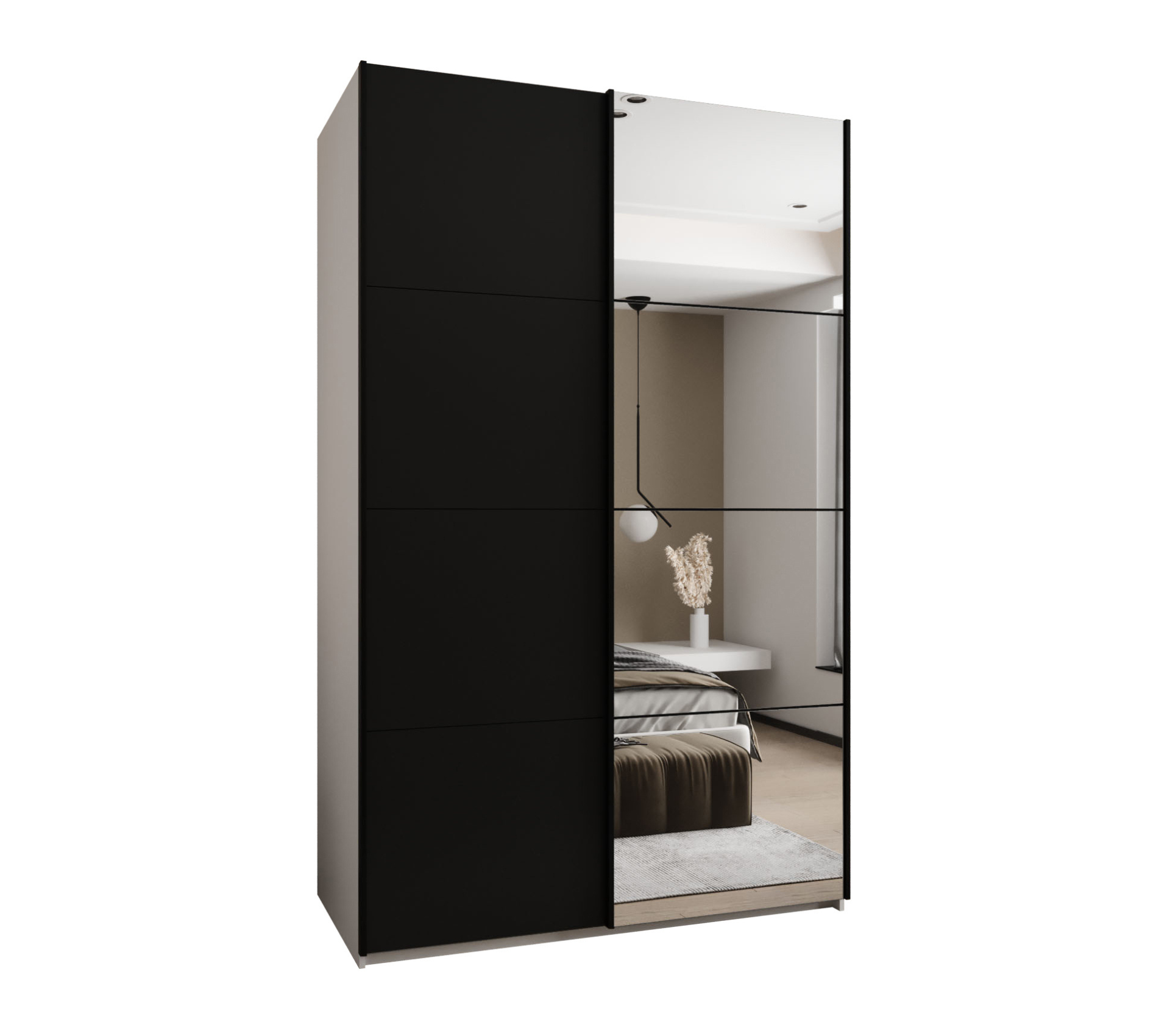 Szafa przesuwna wysoka Lux 3 160 x 64 x 245,5 cm biały + czarny + u. czarny - Abiks Meble