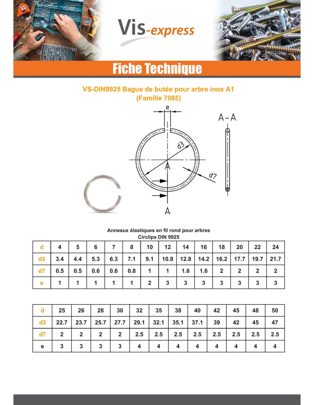 Bague de butée pour arbre de diamètre 35 Inox A1-1 pièce - 3