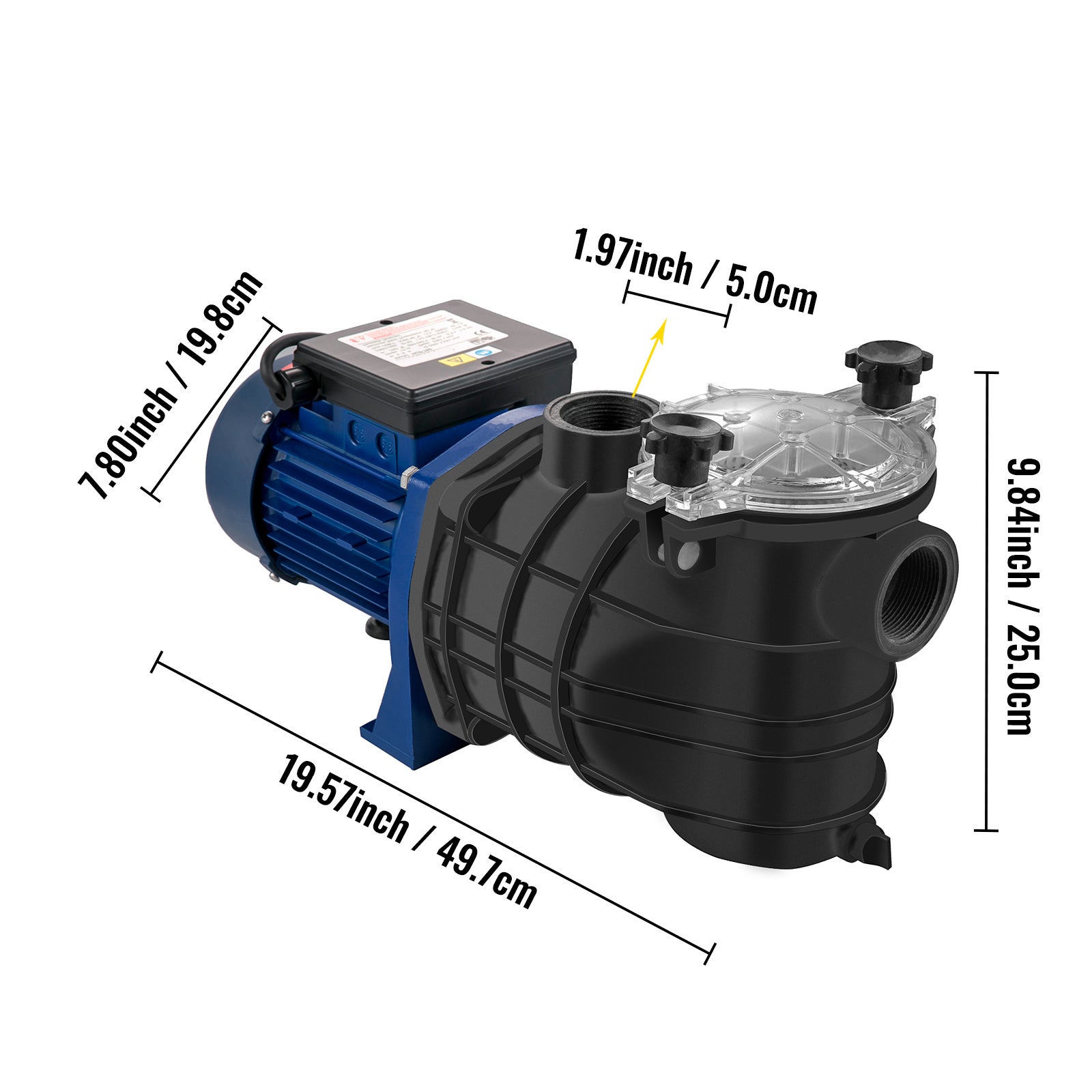 Pompe de Filtration Piscine SucceBuy 15000 L/h, Pompe Circulation Eau 1 HP 750W, Corps Plastique & Métal, Panier Filtre Amovible - 2
