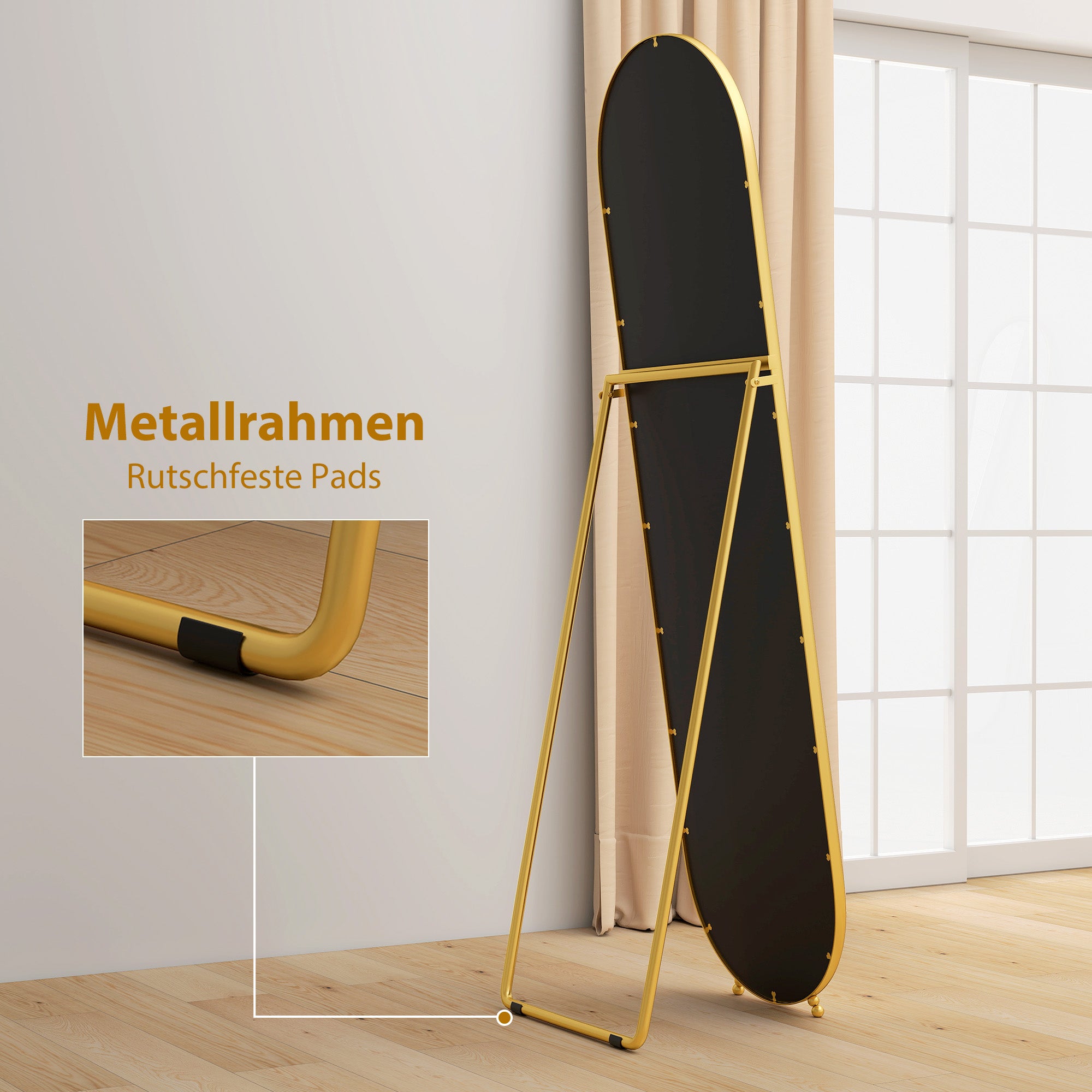 Miroir de table ovale pleine longueur avec cadre en métal, 50x180cm ...