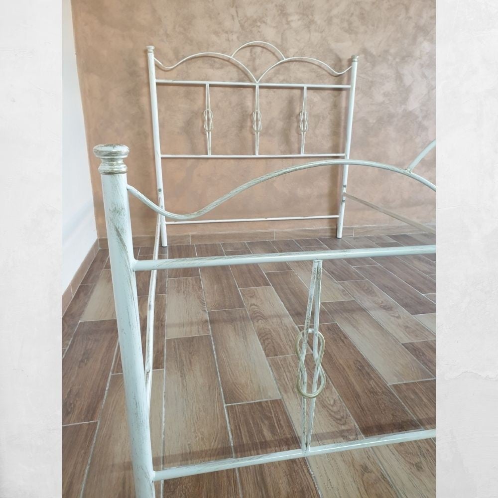 Letto singolo ferro battuto Primula colore bianco oro - 2