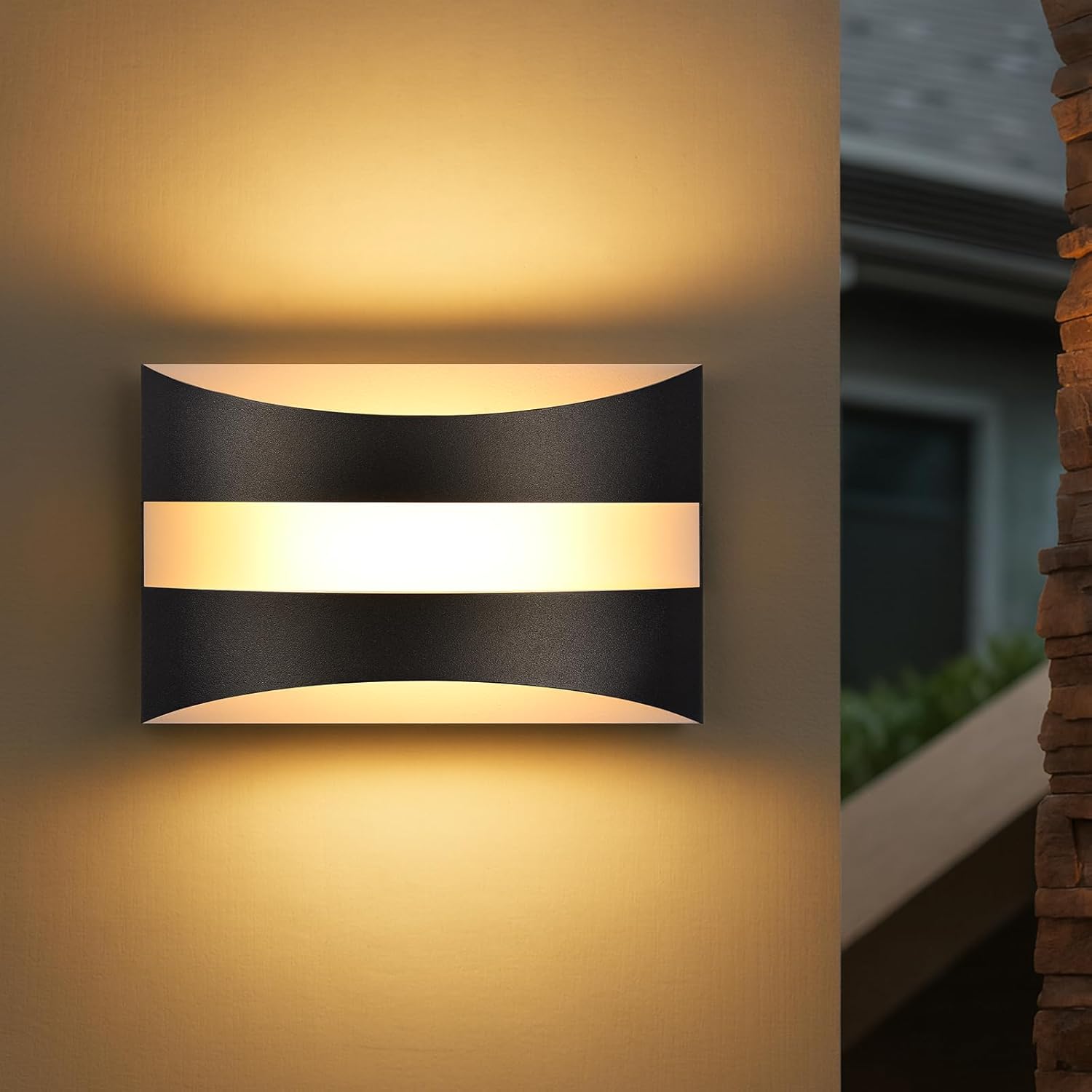 ZMH Nowoczesny design, czarna lampa ścienna LED, 3000K, 5W, oświetlenie góra-dół