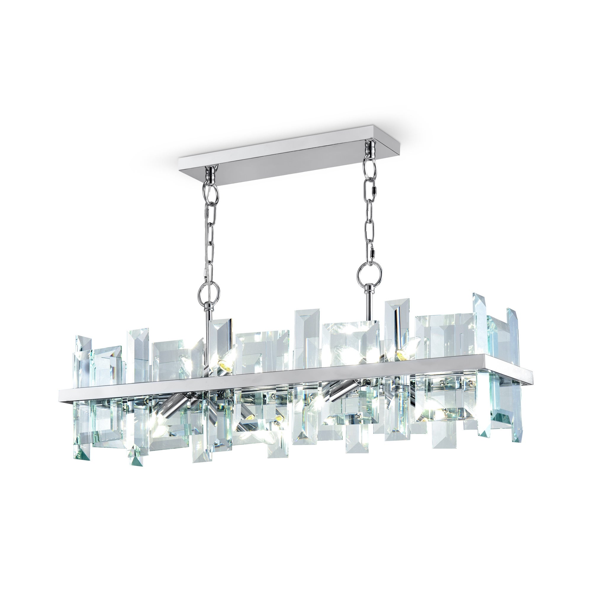 Lampa wisząca Cerezo chromowana transparentna 8xE14x40W kryształowa wym: 154 x 85,5 x 26,5 cm szkło Maytoni