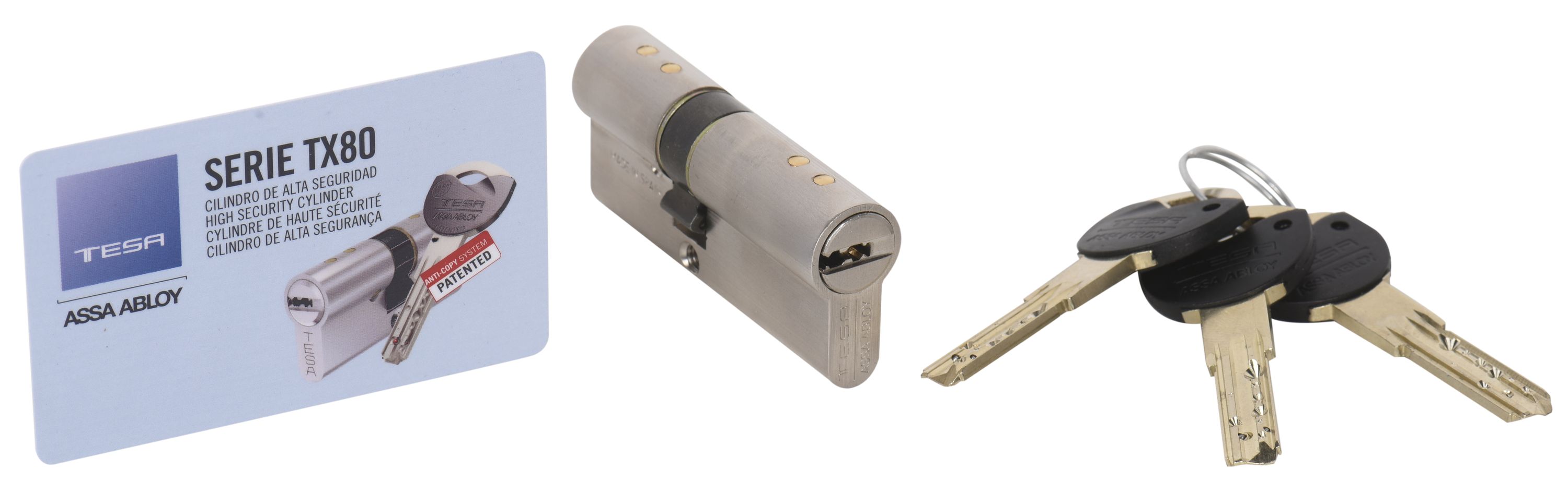 Cylindre Serrure Haute Sécurité TESA T70 – 40/10FERME – Argenté – 5 Clés