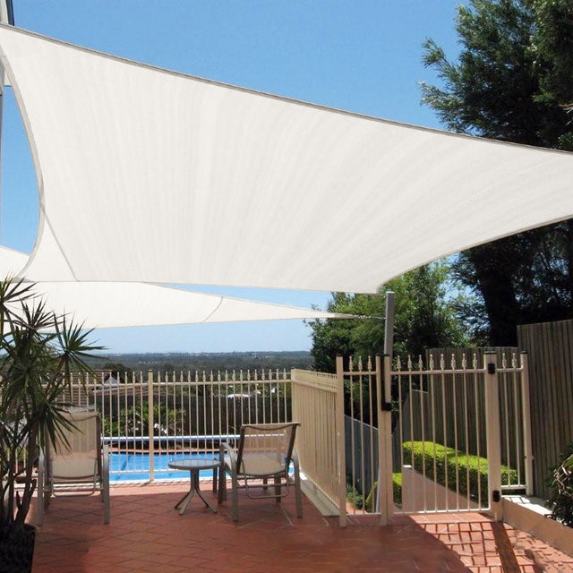 Voile d'ombrage 5 x 3 m imperméable 220g/m² Haute densité - Tissu déperlant - Beige crème