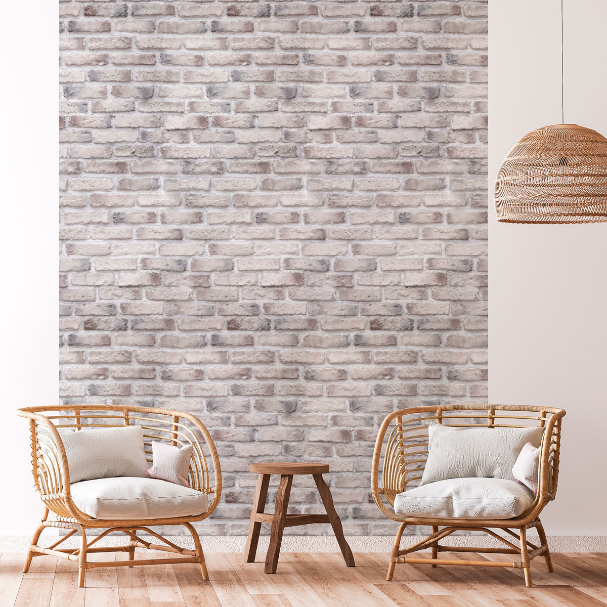 Papel pintado prepegado ladrillos grises claro h300 x l60 cm - adhesivo de pared - revestimiento sticker mural decorativo
