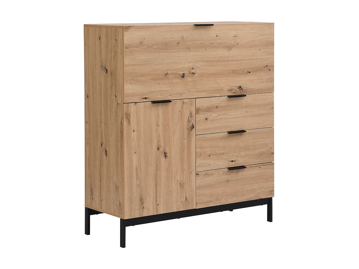 Secrétaire avec 2 portes et 3 tiroirs - MDF et métal - Coloris : Naturel - ERWIN - 2