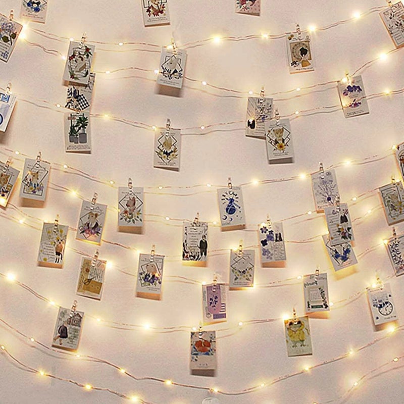 Guirlande Lumière 5.0M 50 Lumières + 50 Pinces en Plastique Transparentes, Guirlande Photo DIY, Décoration Chambre - 6