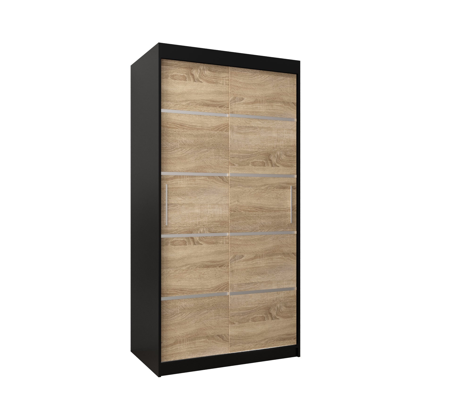 Szafa przesuwna garderoba Verona 1 100 x 62 x 200 cm Czarny + Sonoma - Abiks Meble