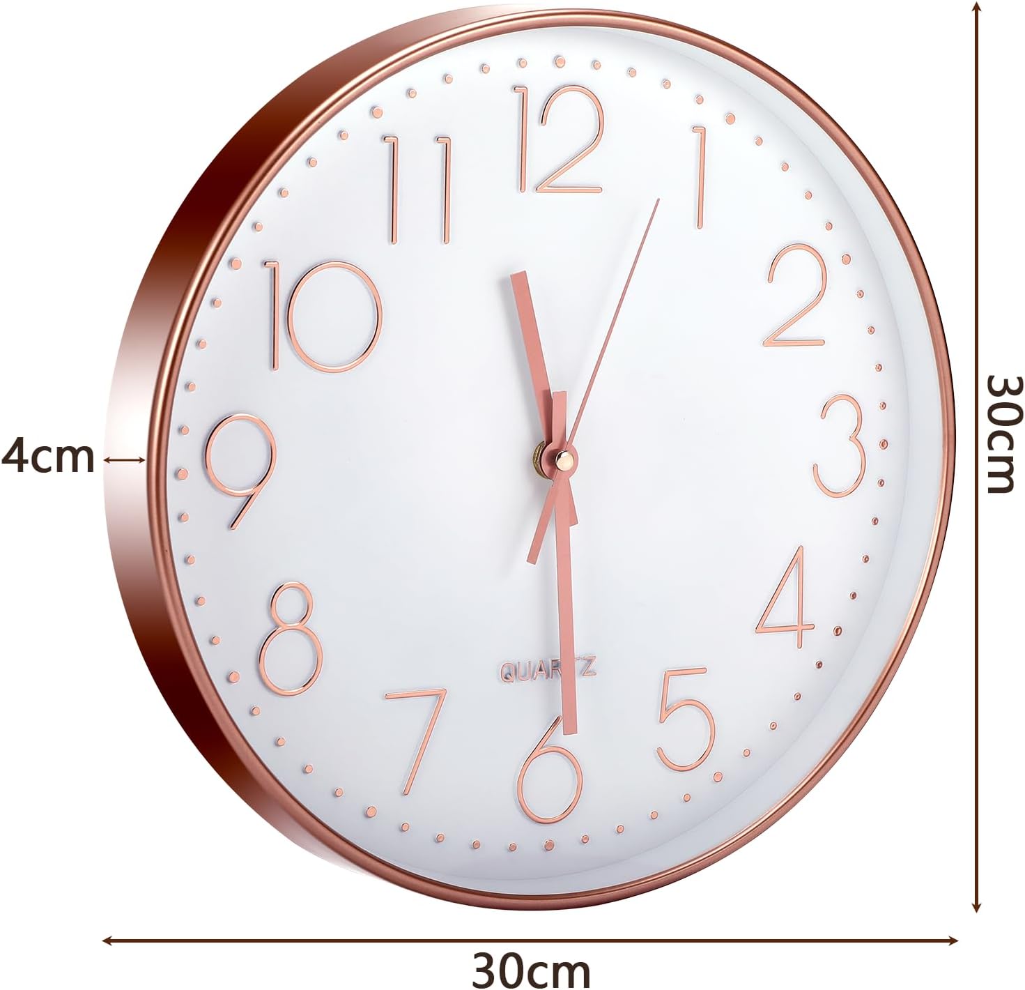 Orologio da parete moderno silenzioso da 30 cm (12 pollici), movimento numerico 3D in oro rosa, orologio da parete classico per soggiorno | Leroy Merlin