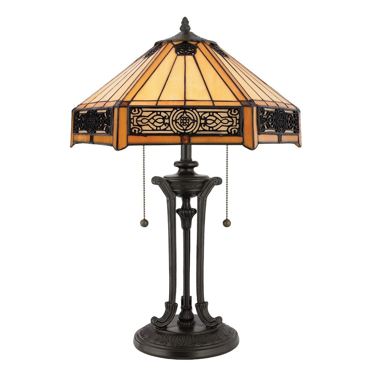 Lampa stołowa witrażowa Tiffany Art Deco vintage Indus E27 60W Quoizel