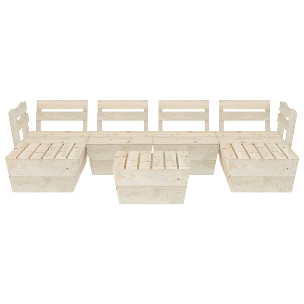 Salon de jardin palette 7 pcs Bois d'épicéa imprégné - 3