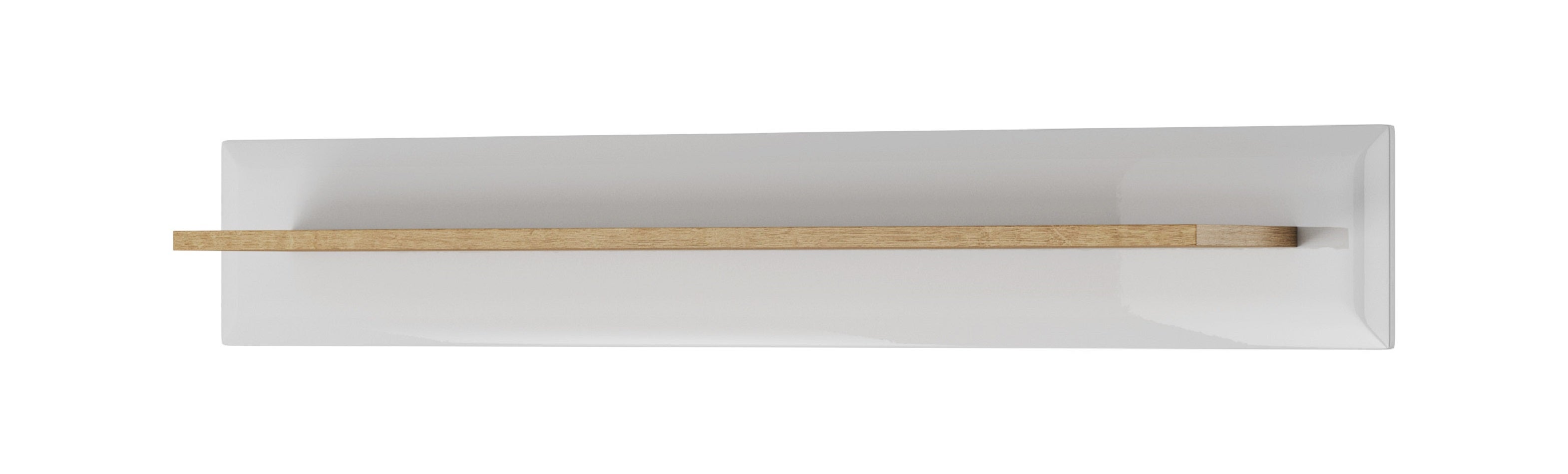 Półka wisząca NODIS 107 cm biały połysk + dąb Riviera, prosta, do salonu lub biura
