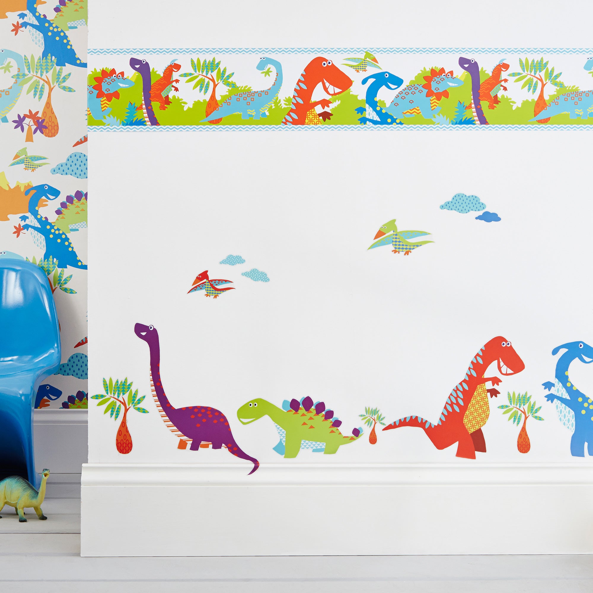Lot De 14 Autocollants Muraux Dinosaures - Décoration Chambre Enfants, Garçons, Safari - Faciles à Poser