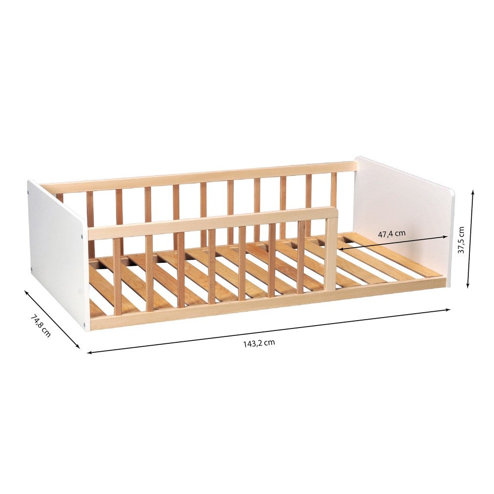 LIT 70x140 PILOU avec sommier / Blanc et Naturel - 4