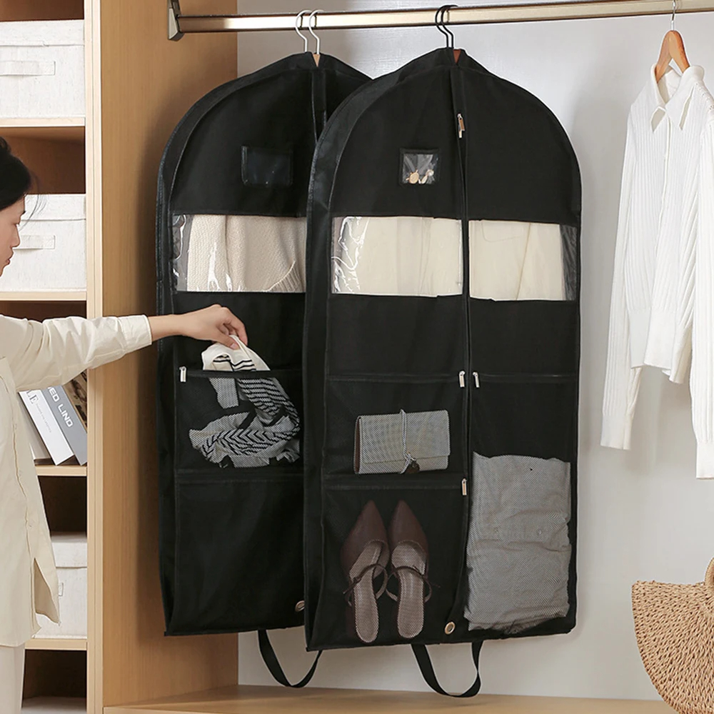 Borsa Porta Abiti Da Viaggio Con Cerniera, 152x60 Cm, In Tessuto Oxford, Per Abiti Lunghi E Cappotti, Nero