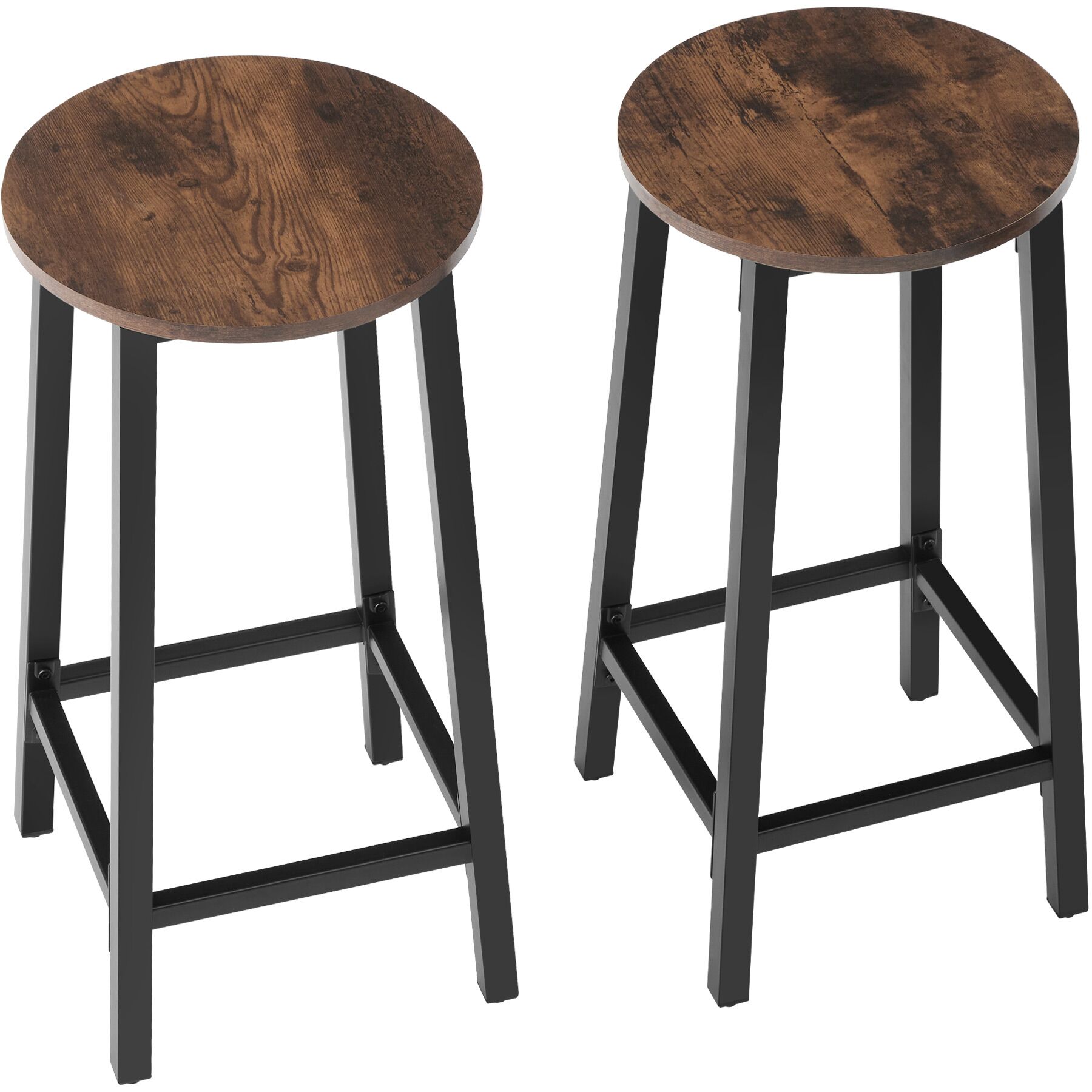 Tectake 2 Tabourets de bar Corby - Bois foncé industriel, rustique - 2