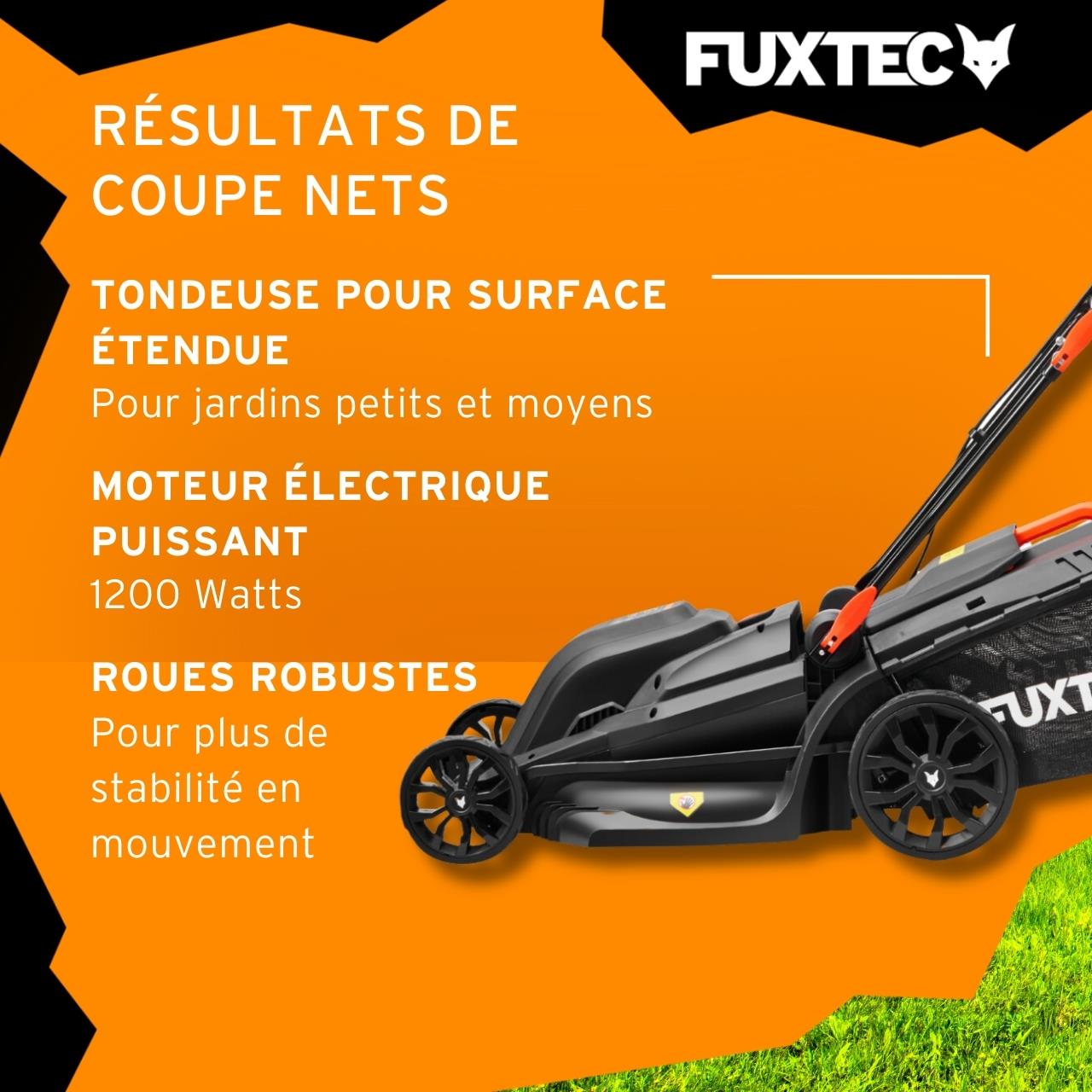 Fuxtec tagliaerba elettrico FX-RME43, 1200W, larghezza 43cm, altezza regolabile 25-75mm, cesto 45L - 5