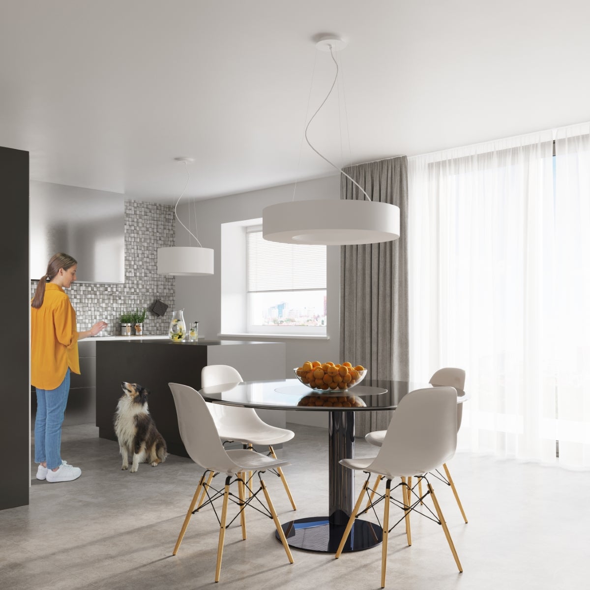 Żyrandol ASTRONA SLIM 50 biały LED 4000K - 50x50x102cm Sollux - 4