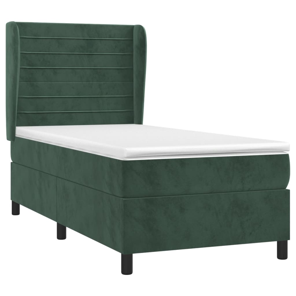 Maison Exclusive - Sommier à lattes de lit avec matelas Vert foncé 90x190 cm - 3