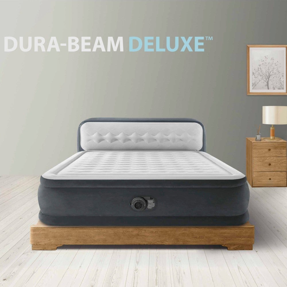 Matelas gonflable Dura-Beam Ultra Plush Headboard - Intex 64448ND, avec pompe électrique intégrée, PVC, Multicolore, 152x236x86 cm - 2