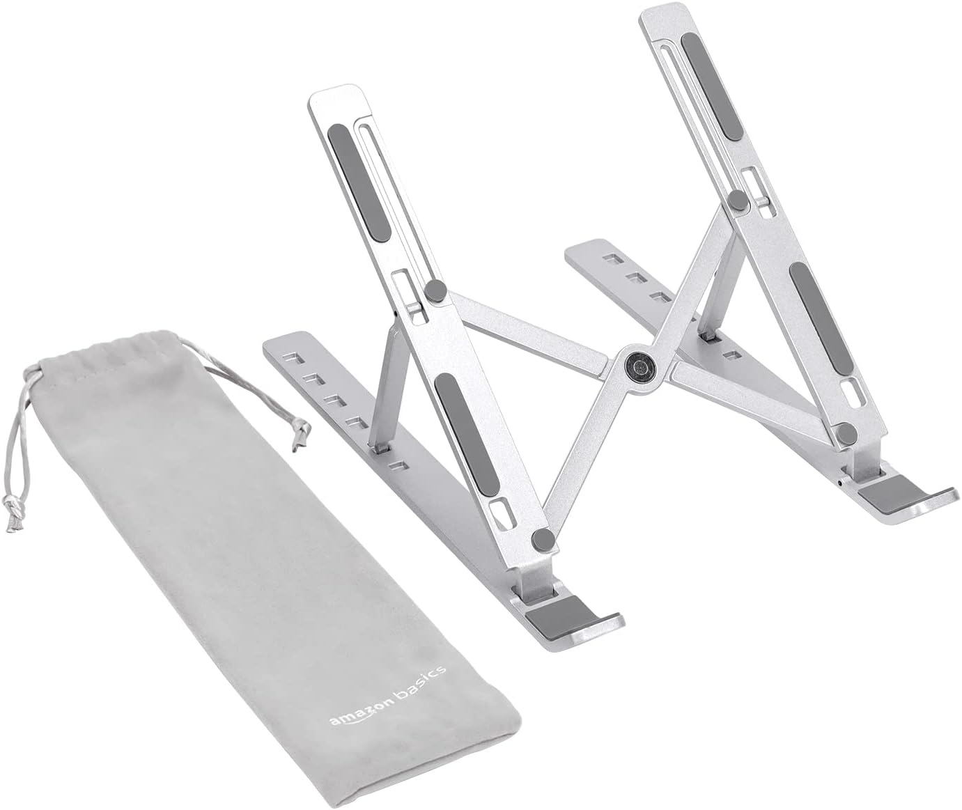 Podstawka pod laptopa z 6 regulowanymi kątami, kompatybilna z laptopami od 10 do 15,6 cala, srebrna, 23,9 x 16,5 x 3,9 cm