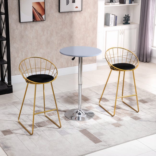 HOMCOM Set 2 Sgabelli da Bar con Poggiapiedi, Sedie Alte con Schienale in Velluto per Bancone Bar e Isola da Cucina, 48.5x56x92 cm, Bianco Crema HOMCOM Set 2 Sgabelli da Bar con Poggiapiedi, Sedie Alte con Schienale in Velluto per Bancone Bar e Isola da Cucina, 48.5x56x92 cm, Bianco Crema