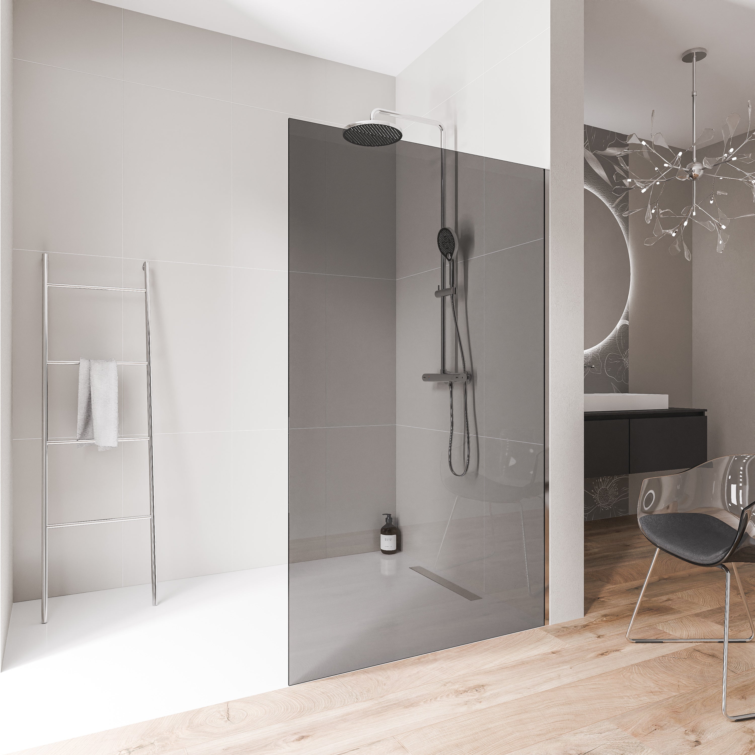 Bernstein Ścianka prysznicowa Walk-In EX102 profil chrom 120cm szkło ESG 10mm - 2