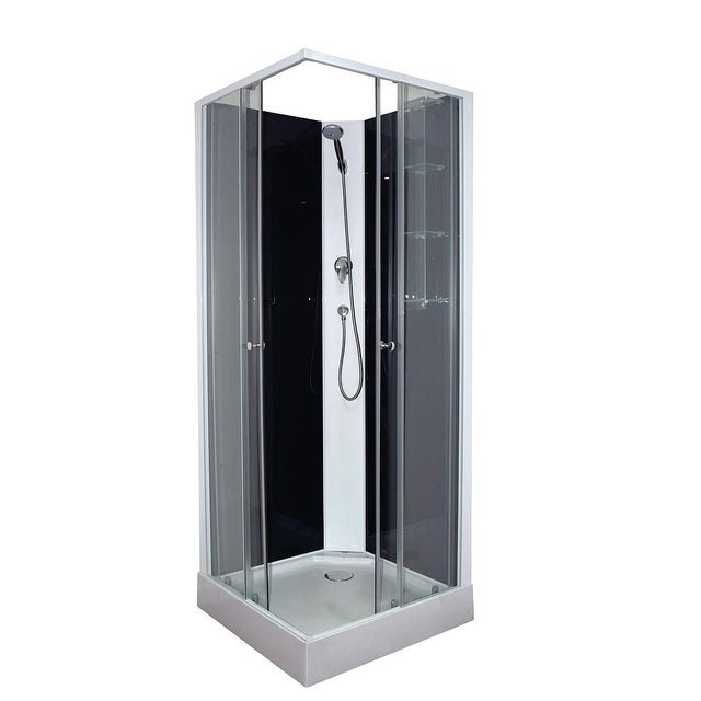 Ondée - Cabine de douche carrée 80.5 x 80.5 cm accès d'angle deux portes coulissantes verre transparent - MÉLIA AYOR