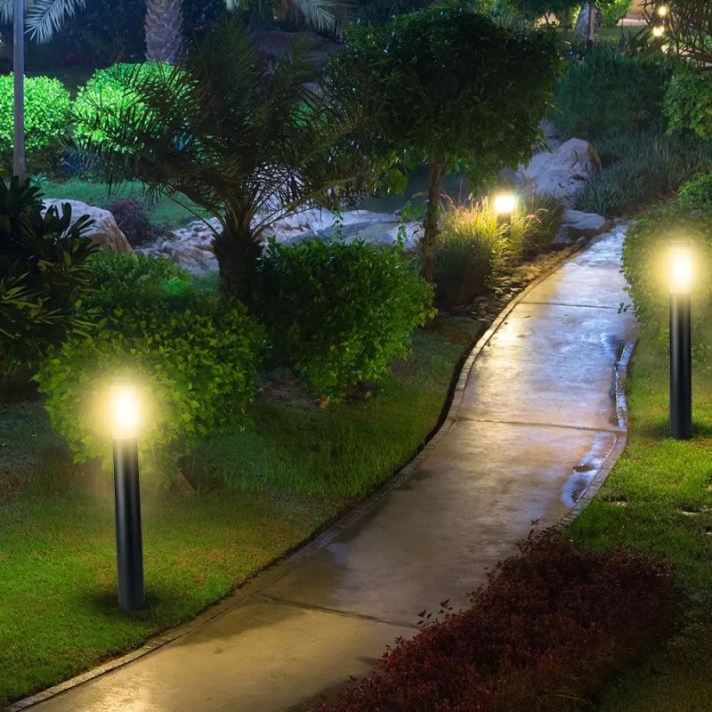 Piantana LED da Giardino 80cm con Portalampada E27 (max 60W) in Acciaio Inossidabile Nero IP44 - 3