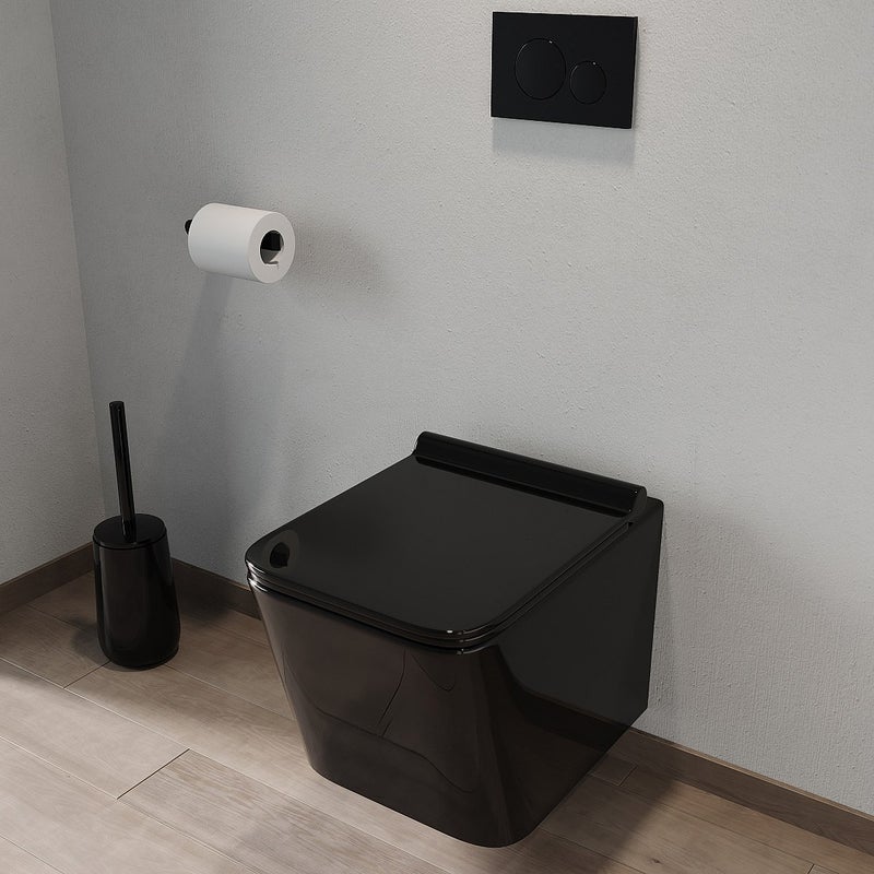 Toaleta WC podwieszana z ceramiki czarnej i matowej – CLEMONA