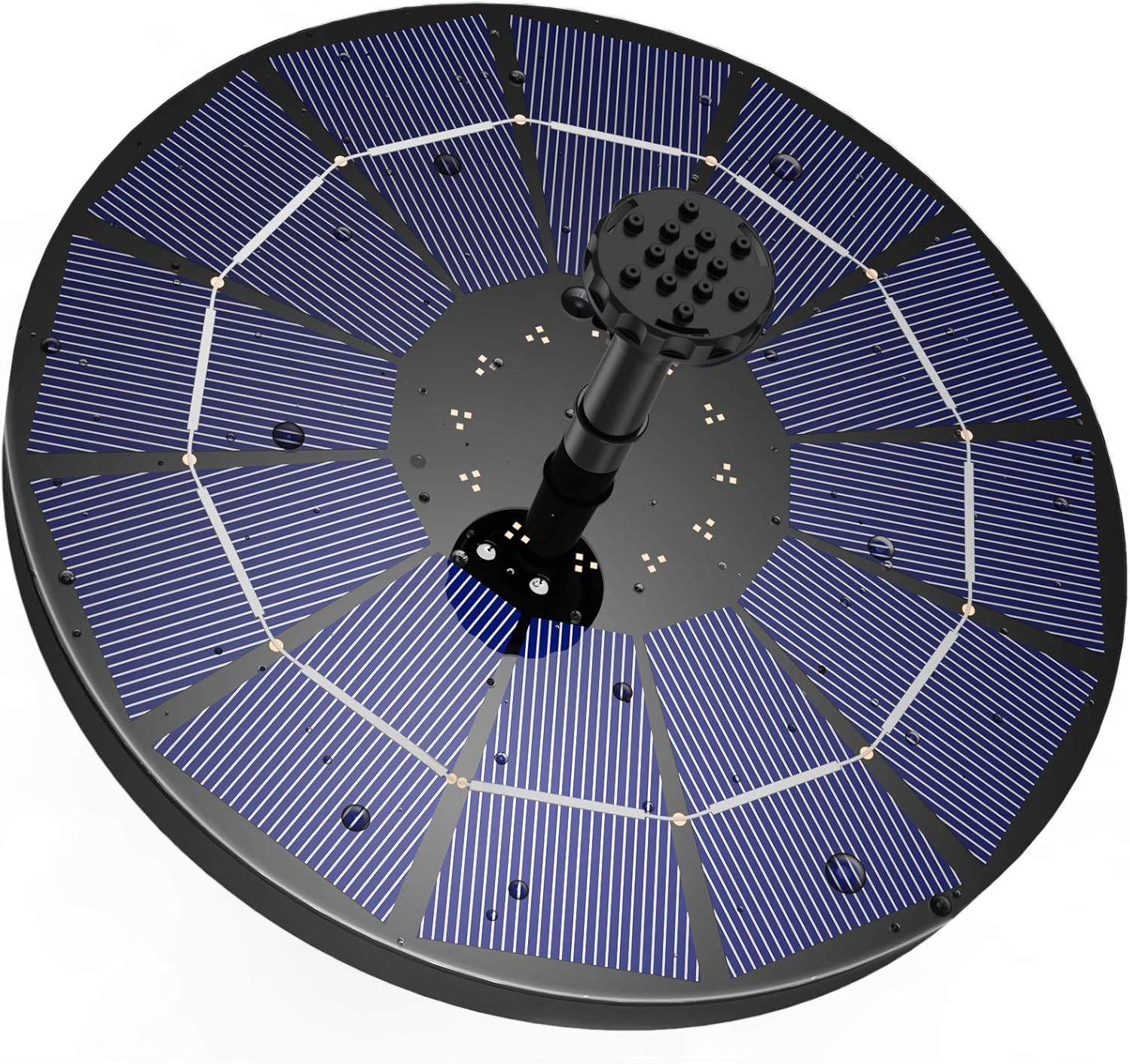 Pływająca fontanna solarna 3,5 W, pompa solarna do oczka wodnego z akumulatorem i 6 dyszami, do kąpieli ptaków, akwariów, ogrodów i fontann