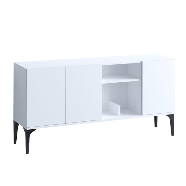 Buffet 3 Portes LED Thin 150cm Noir & Naturel Buffet 3 Portes LED Thin 150cm Noir & Naturel