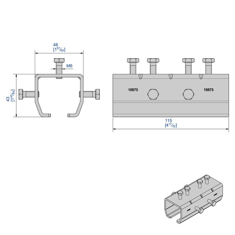 Manchon de raccordement en INOX 304L pour rails SLID'UP SU2068 et SU2069 - 200 kg - 2