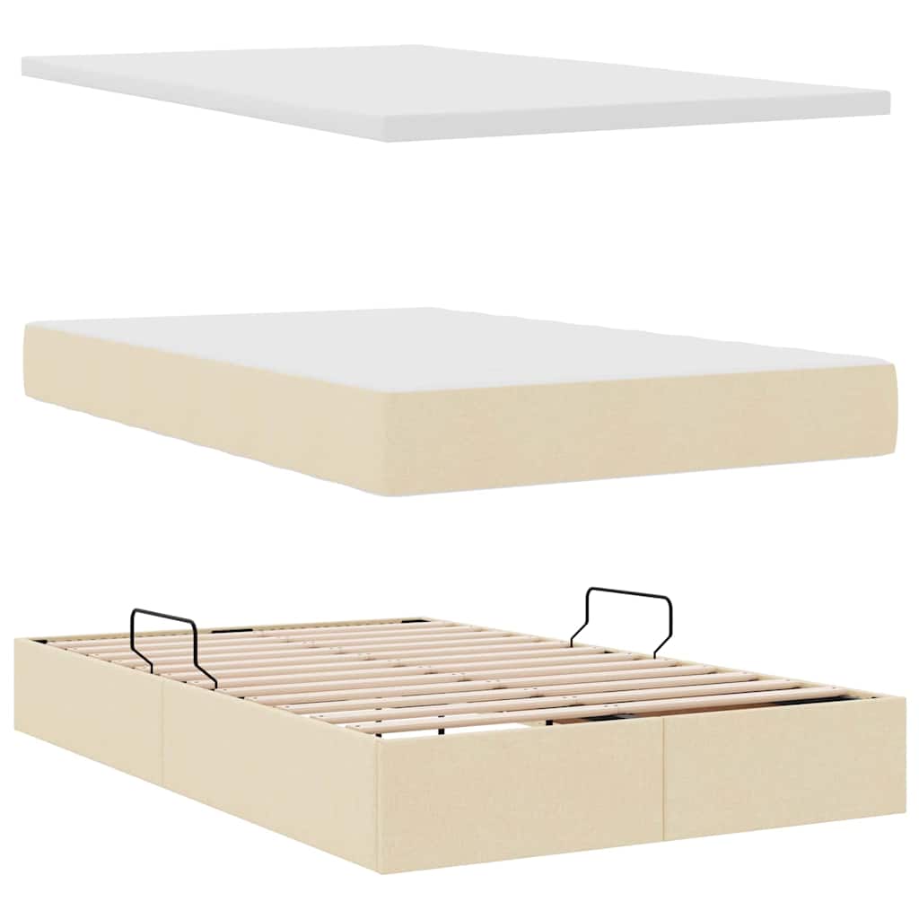 Lit avec rangement et matelas, velours, crème, pour la chambre, 120 × 200 cm - 8